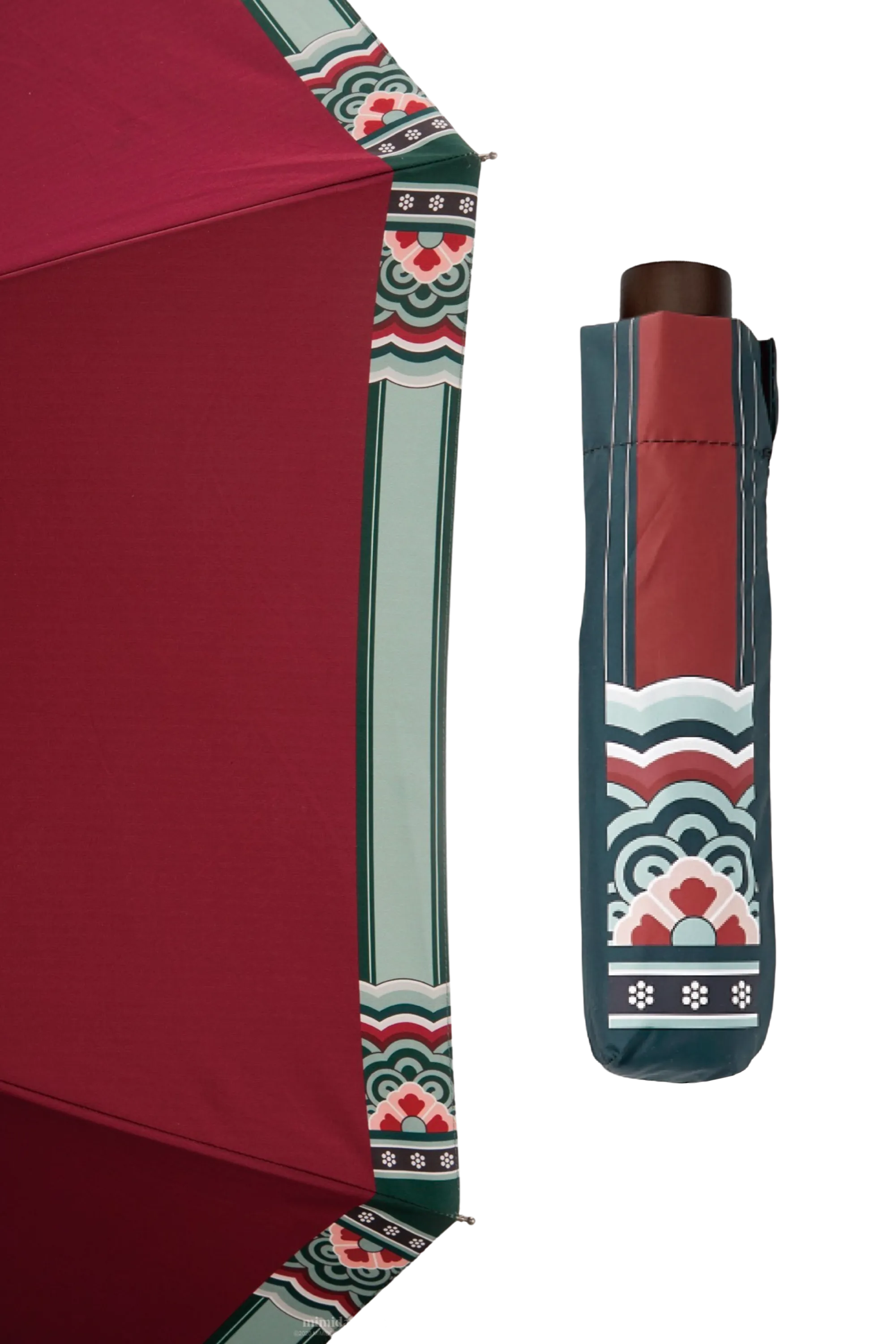 Folding Umbrella "Dancheong" - Burgundy