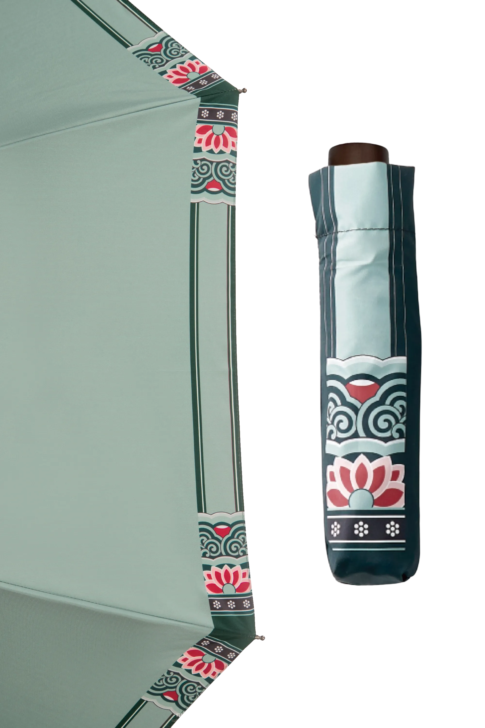 Folding Umbrella "Dancheong" - Celadon Green