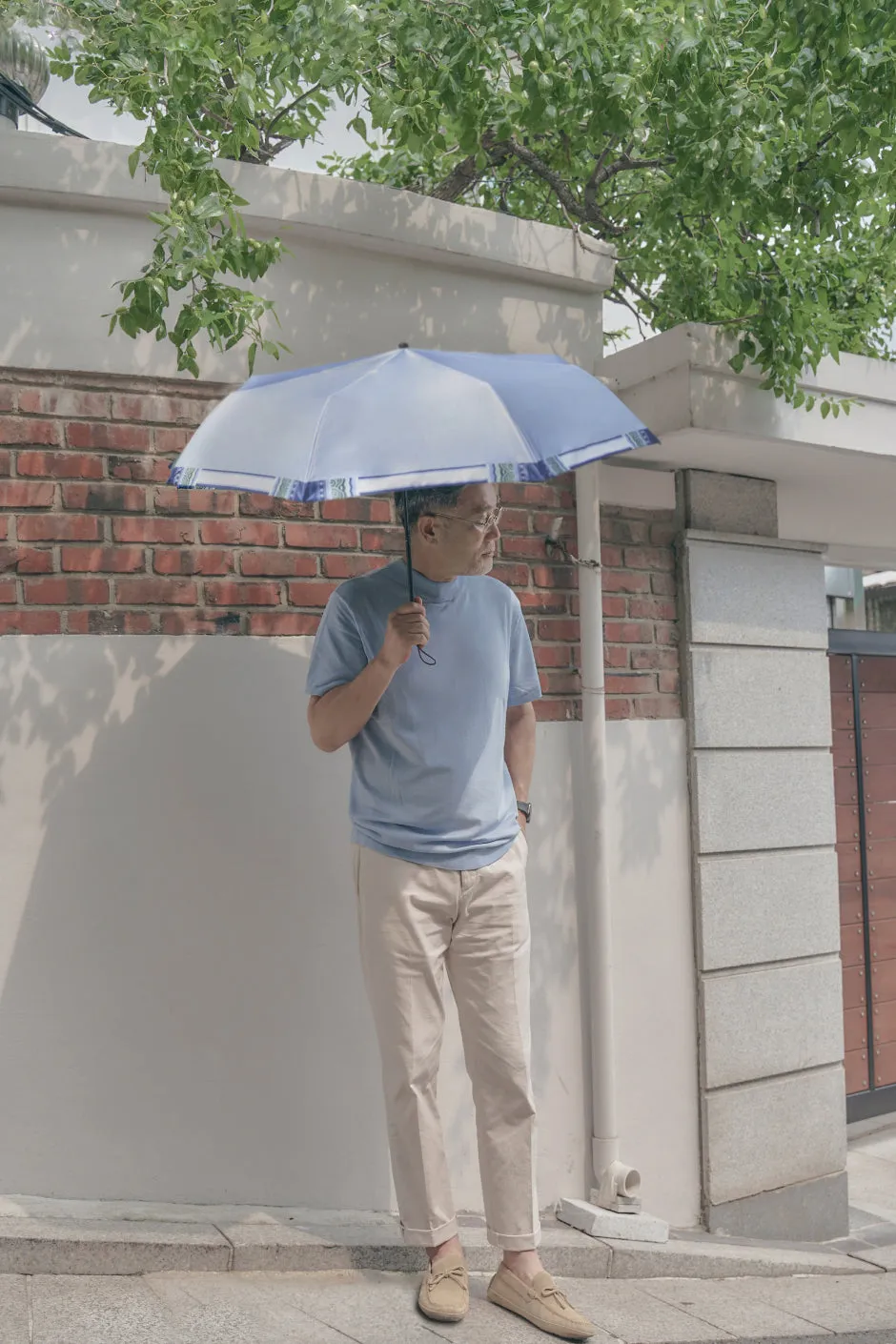 Folding Umbrella "Dancheong" - Skyblue