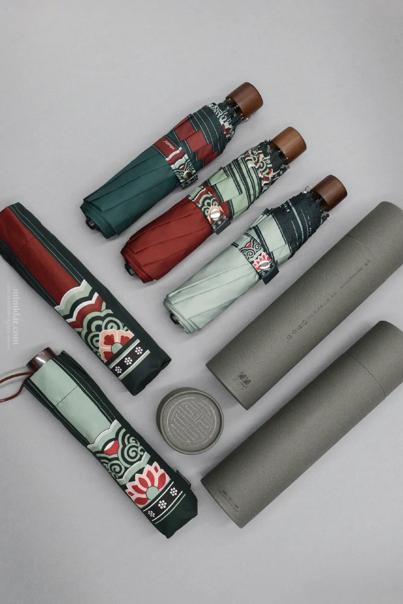 Folding Umbrella "Dancheong" - Teal Green