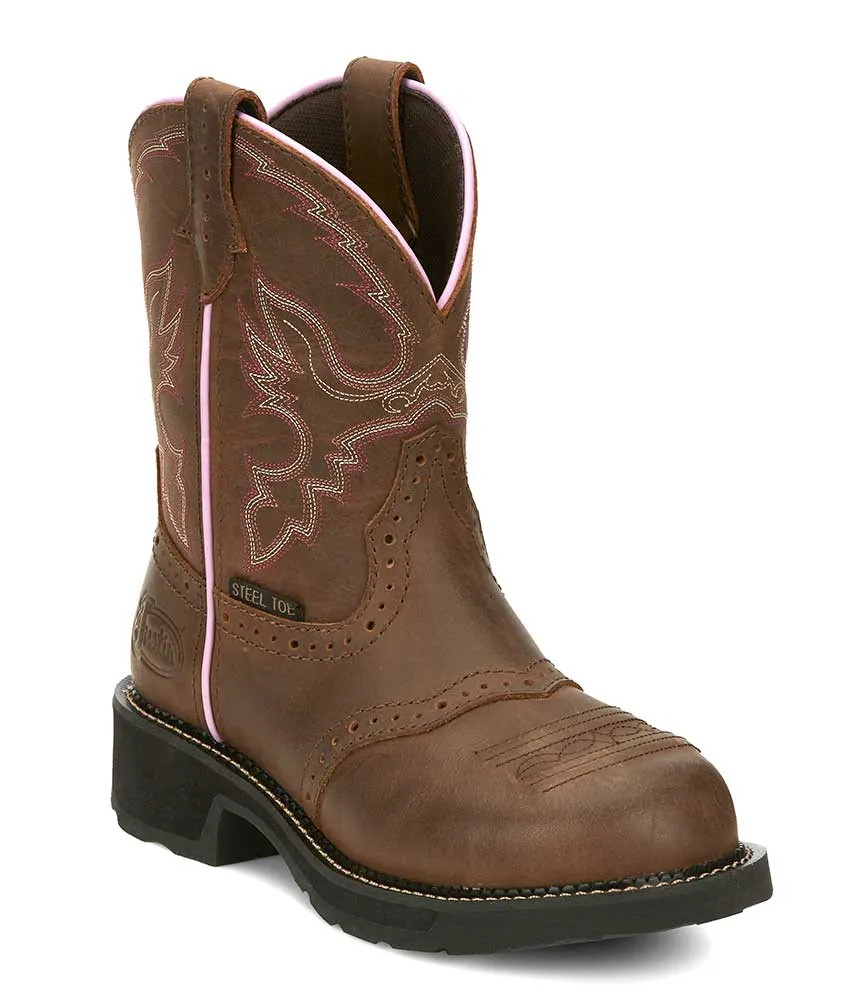Justin Women's Wanette 8 Inch ST WP Work Boot Aged Bark