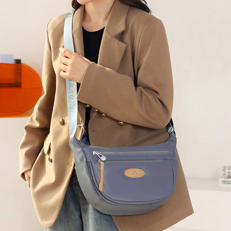 Nylon Crossbody Bag For Women Commuter Wide Shoulder Strap Purse