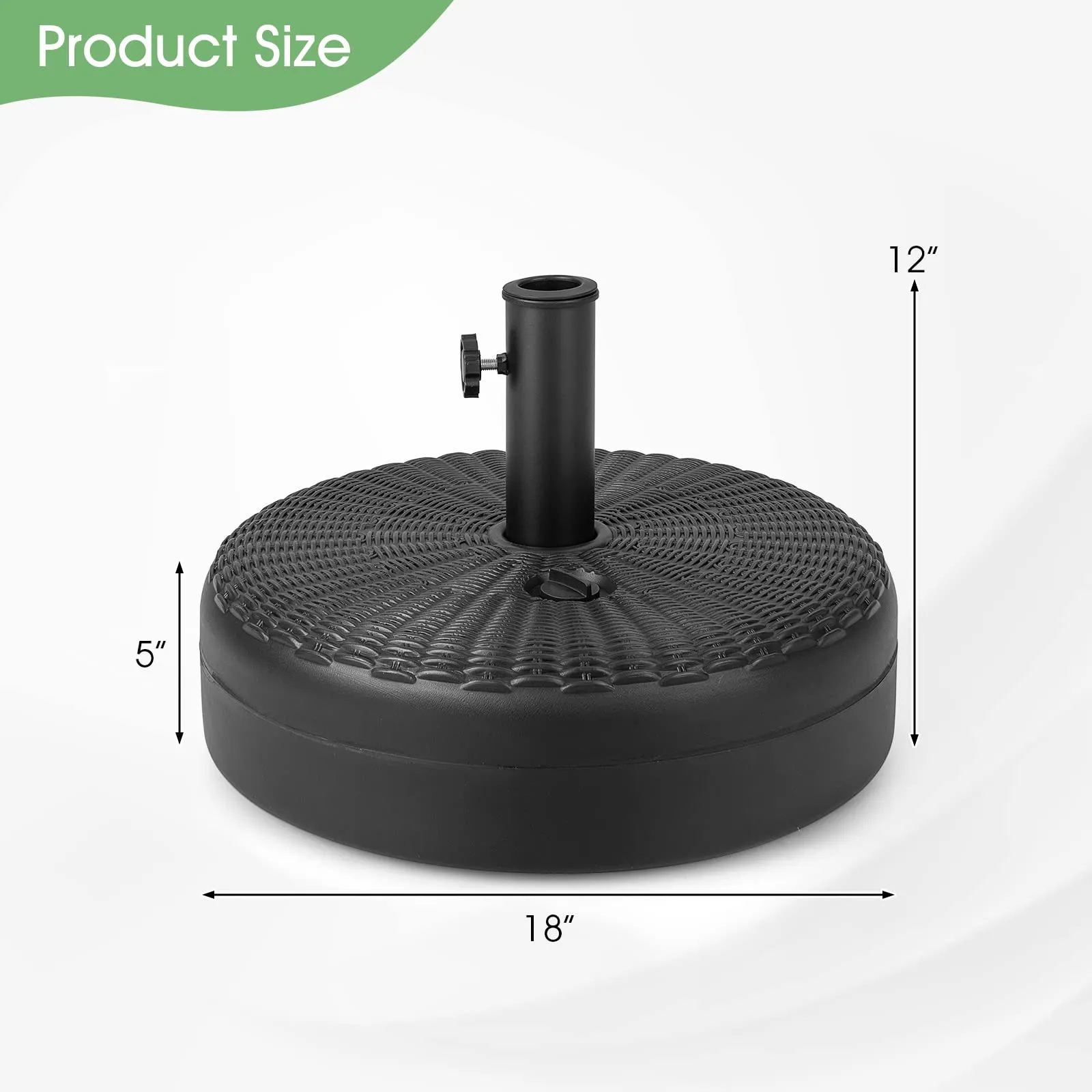 Tangkula Fillable Umbrella Base Stand, Water & Sand Filled 66 lbs Heavy-Duty Patio Umbrella Weighted Stand