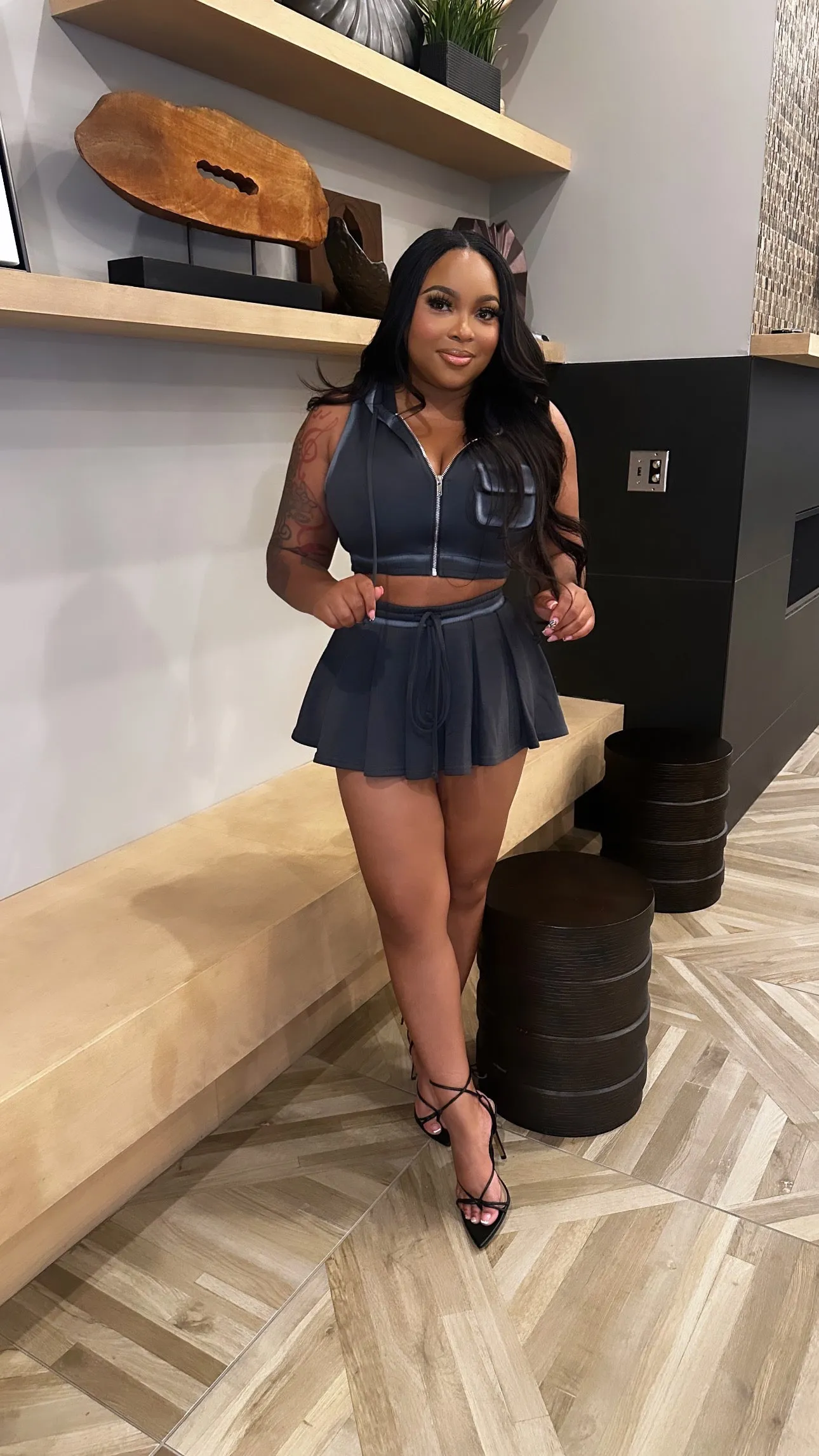 Tayler Crop Jacket & Flared Mini Skirt Set