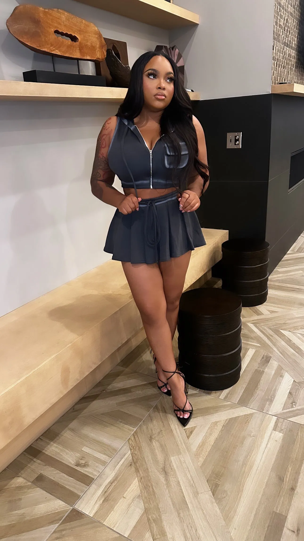 Tayler Crop Jacket & Flared Mini Skirt Set
