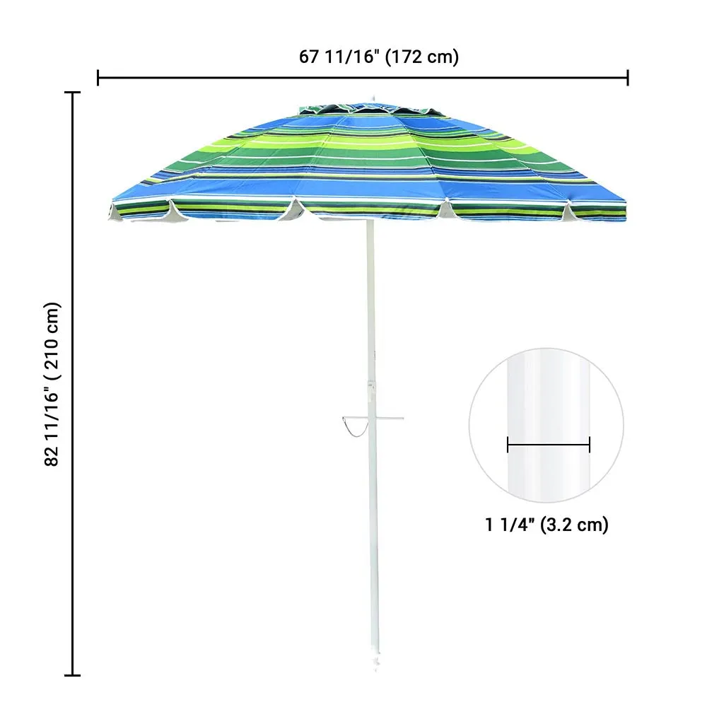 TheLAShop 7ft Tilt Beach Umbrella with Anchor 12-Rib