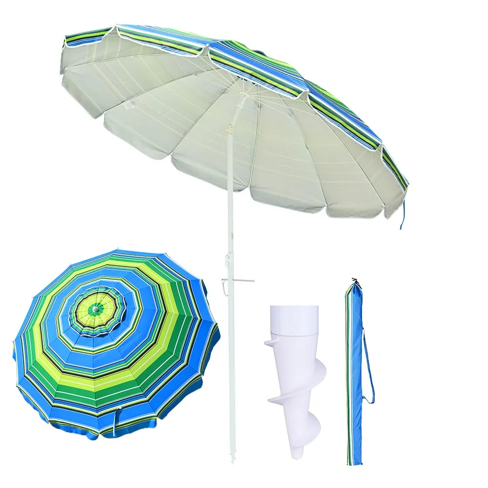 TheLAShop 7ft Tilt Beach Umbrella with Anchor 12-Rib